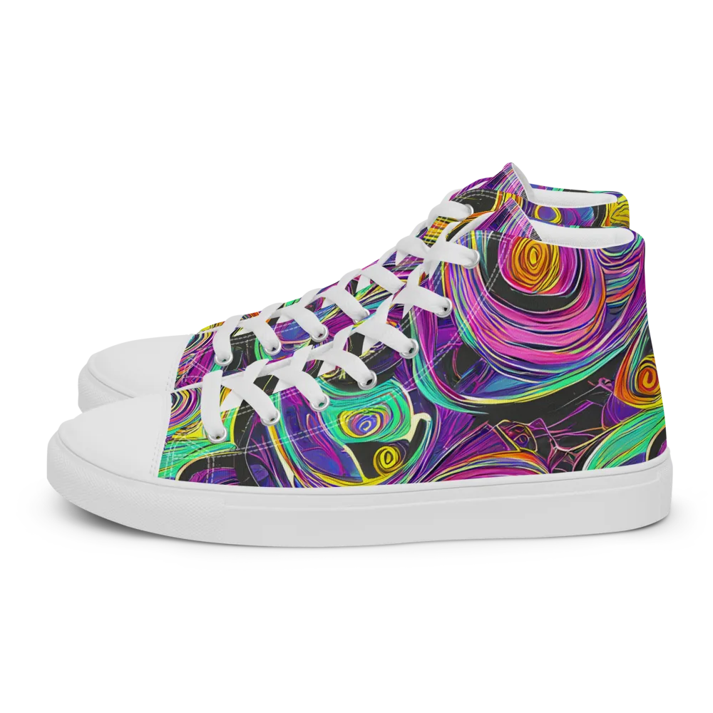 Sonic Spiral on Men's High Top Canvas Shoes — Left