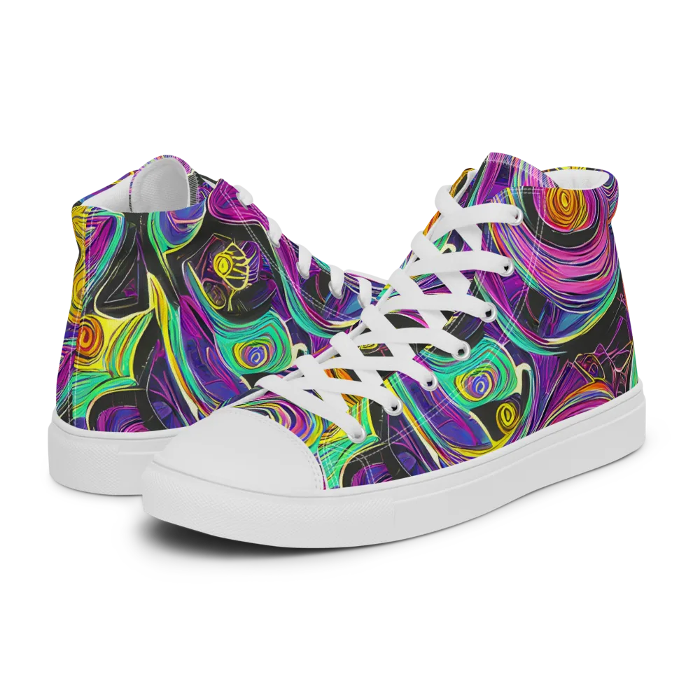 Sonic Spiral on Men's High Top Canvas Shoes — Left