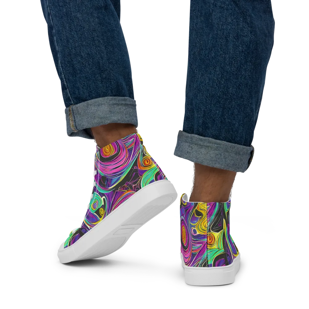 Sonic Spiral on Men's High Top Canvas Shoes — Back