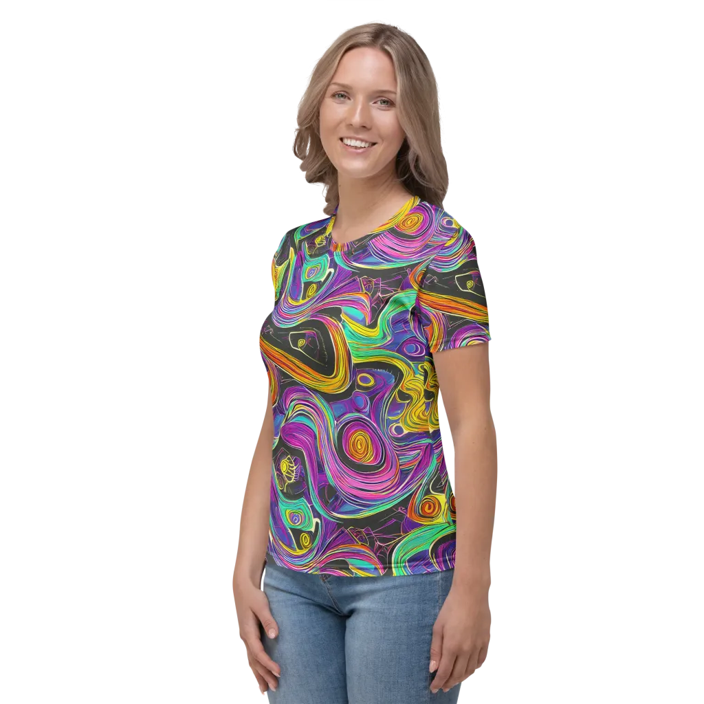 Sonic Spiral on Women's Crew Neck T-Shirt — Left