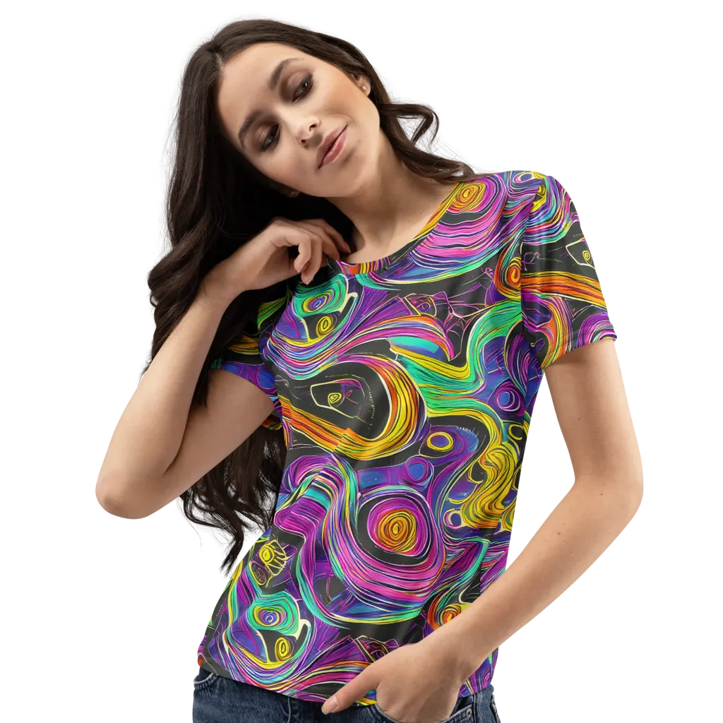 Sonic Spiral on Women's Crew Neck T-Shirt — Left Front