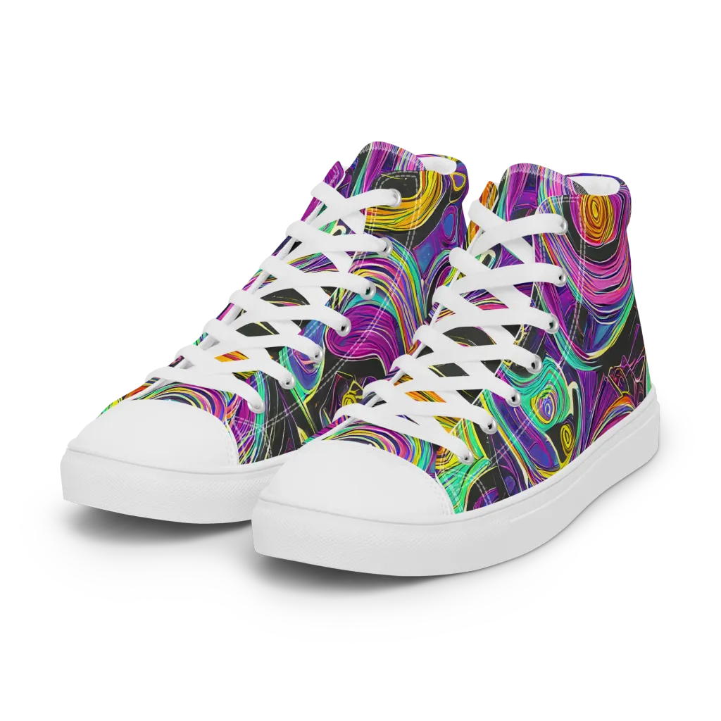 Sonic Spiral on Women's High Top Canvas Shoes — Left Front