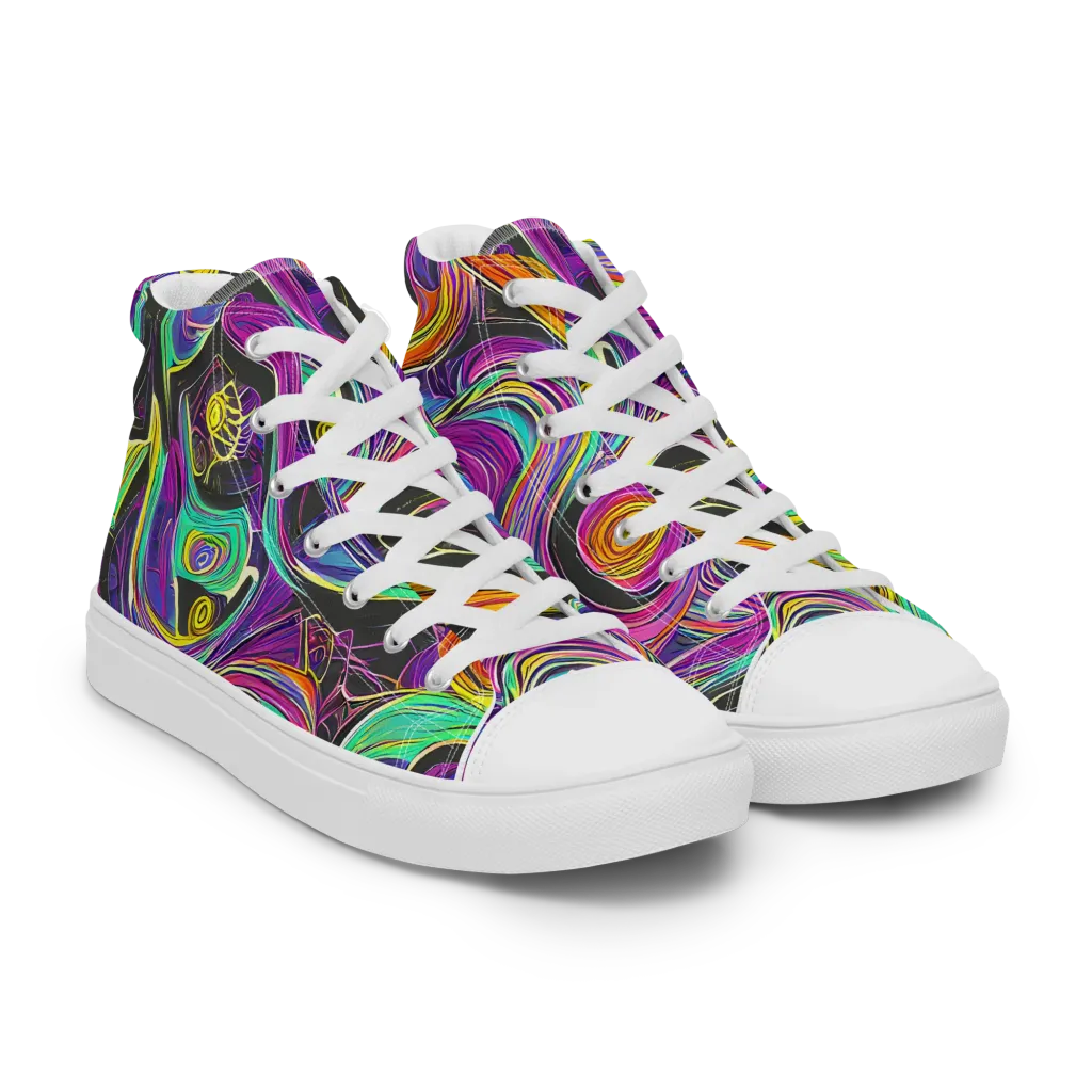 Sonic Spiral on Women's High Top Canvas Shoes — Right Front