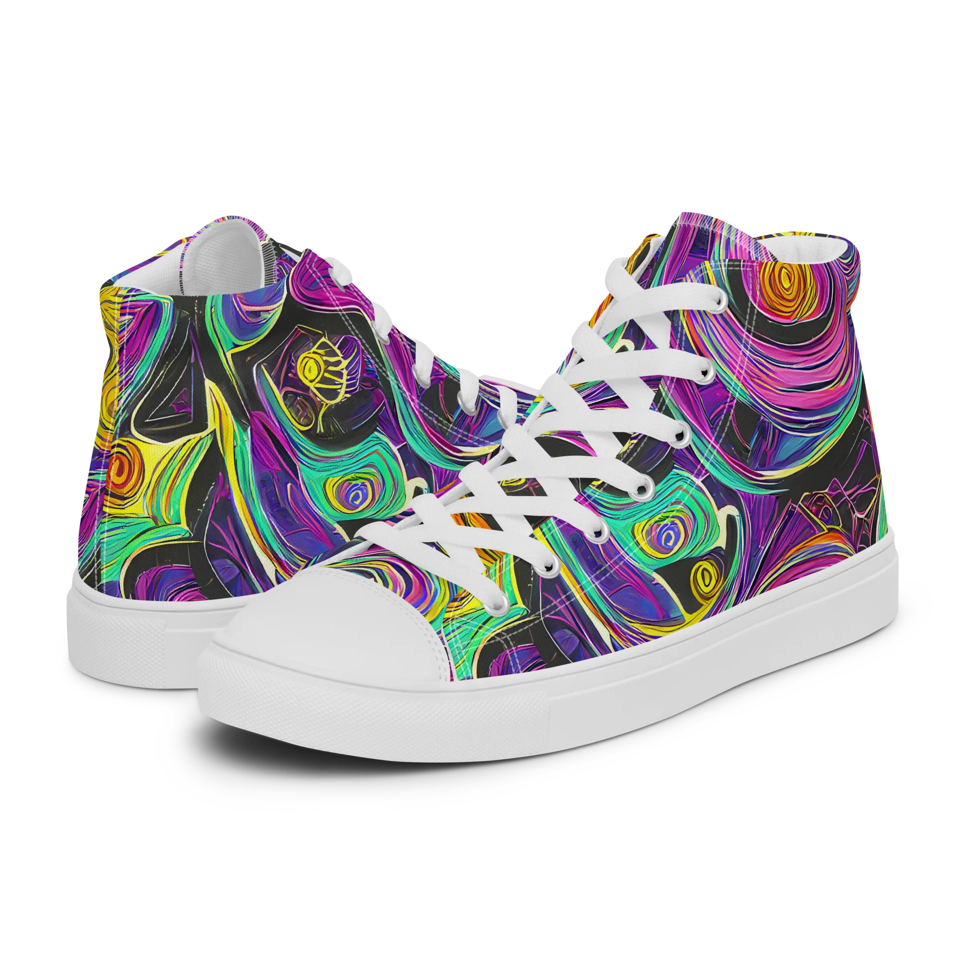 Sonic Spiral on Women's High Top Canvas Shoes — Left