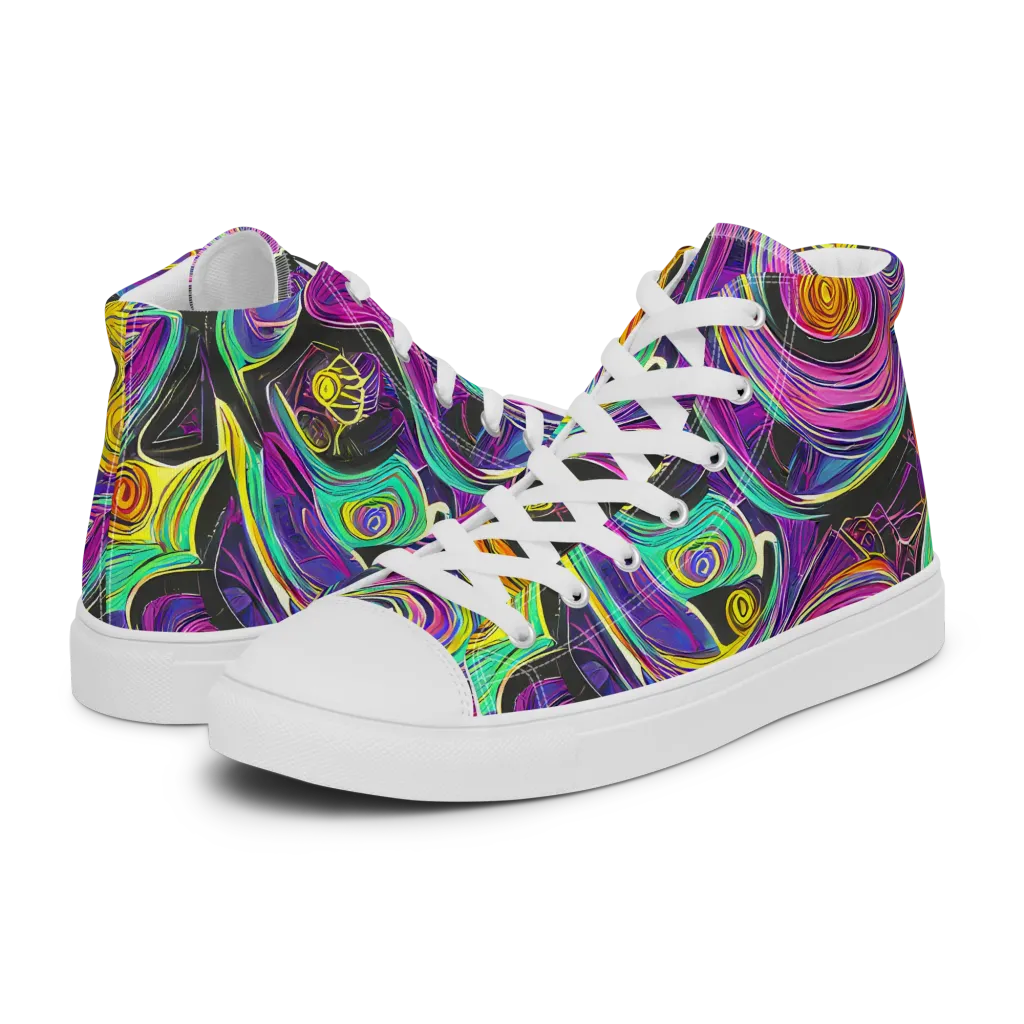Sonic Spiral on Women's High Top Canvas Shoes — Left