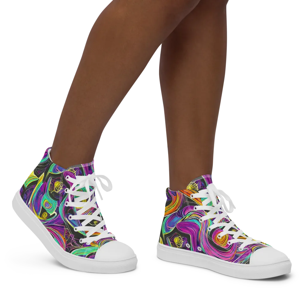 Sonic Spiral on Women's High Top Canvas Shoes — Right