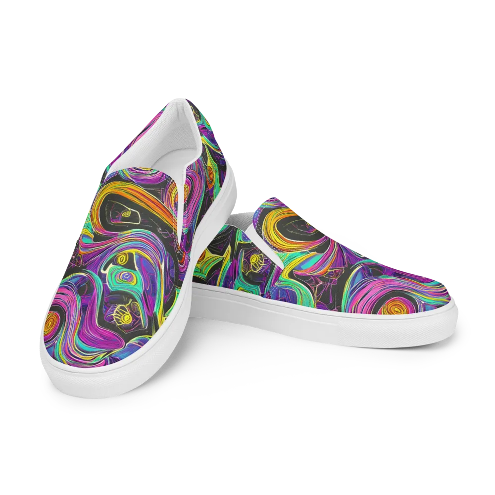 Sonic Spiral on Men's Slip-On Canvas Shoes — Left Front