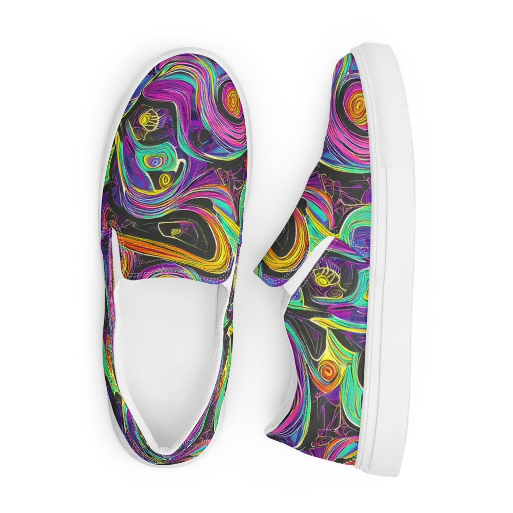 Sonic Spiral on Men's Slip-On Canvas Shoes — Front