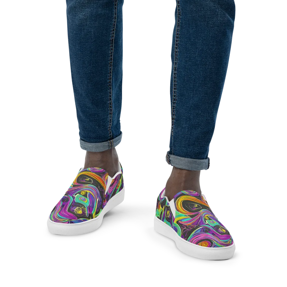 Sonic Spiral on Men's Slip-On Canvas Shoes — Front