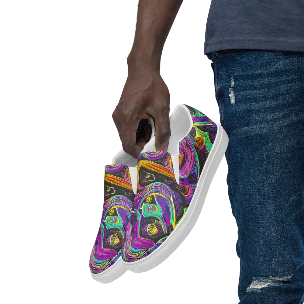 Sonic Spiral on Men's Slip-On Canvas Shoes — Left Front