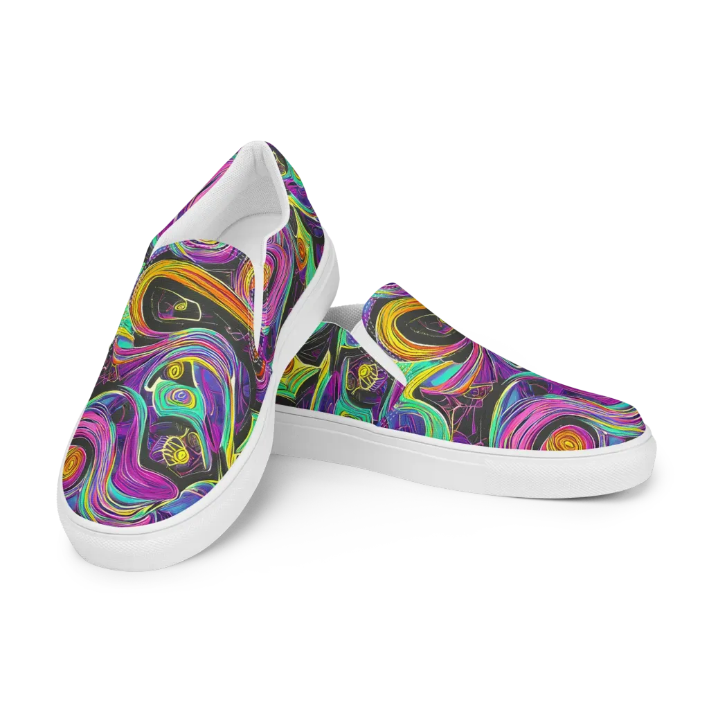 Sonic Spiral on Women's Slip-On Canvas Shoes — Left Front