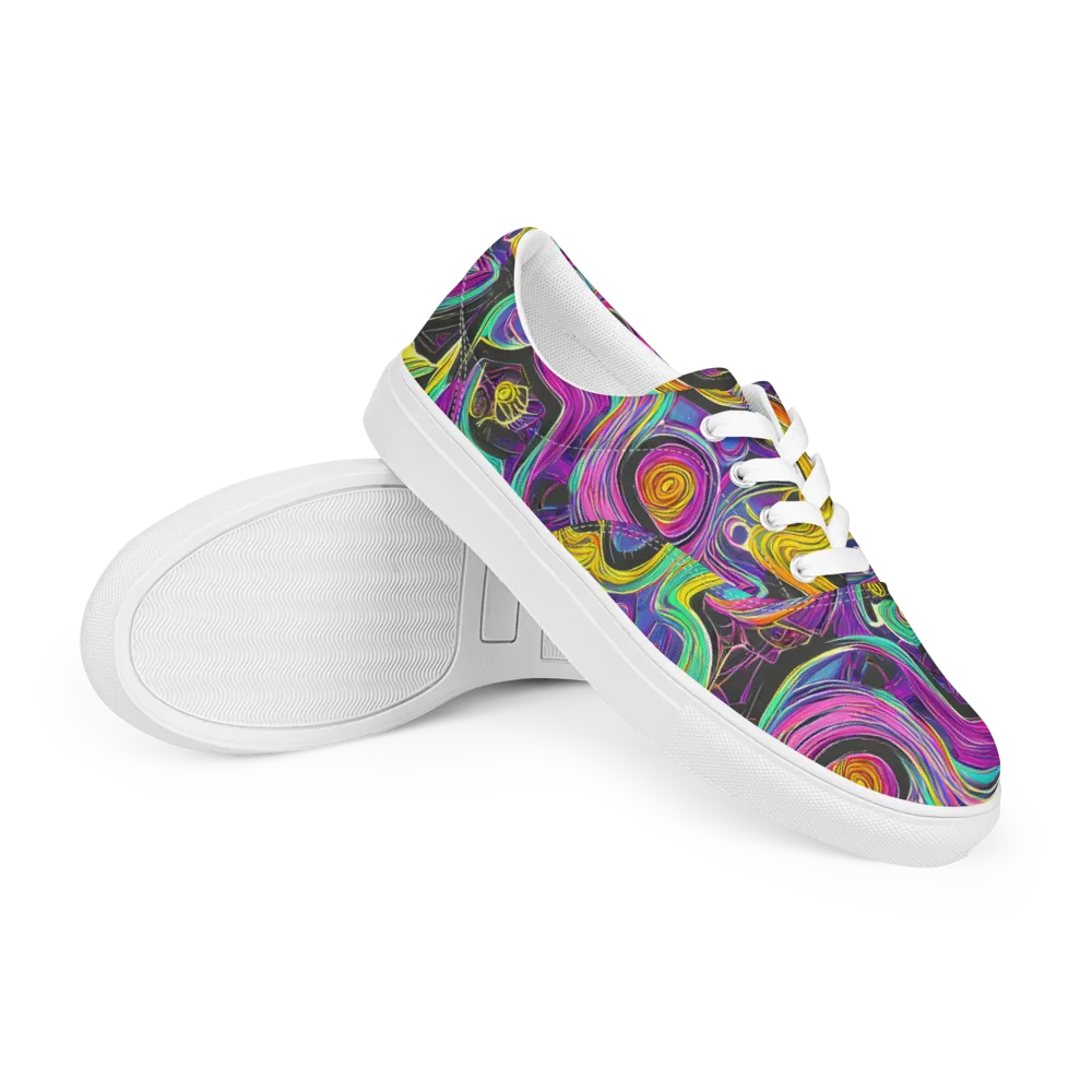 Sonic Spiral on Men's Lace-Up Canvas Shoes — Right Front