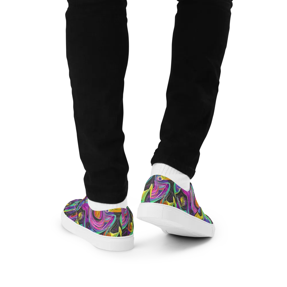 Sonic Spiral on Men's Lace-Up Canvas Shoes — Back