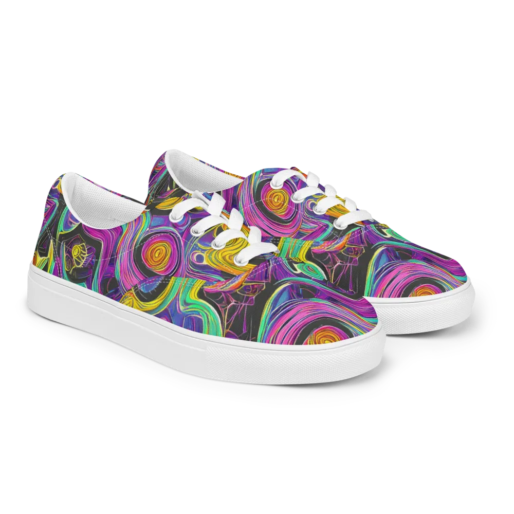 Sonic Spiral on Men's Lace-Up Canvas Shoes — Right Front