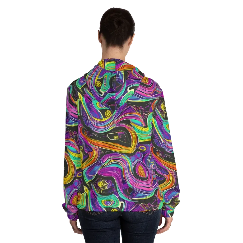 Sonic Spiral on Women's Full-Zip Hoodie — Back On Person