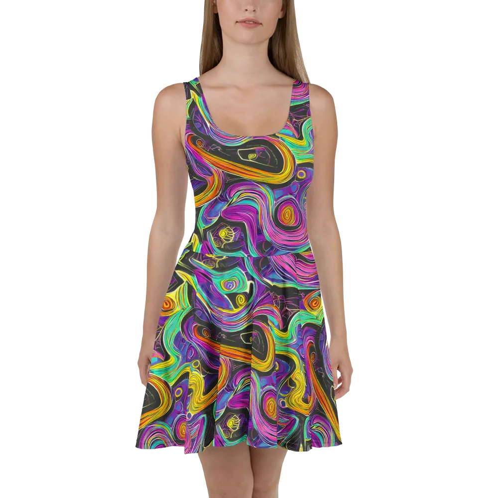 Sonic Spiral on Skater Dress — Front