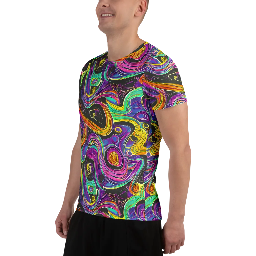 Sonic Spiral on Men's Athletic T-Shirt — Left