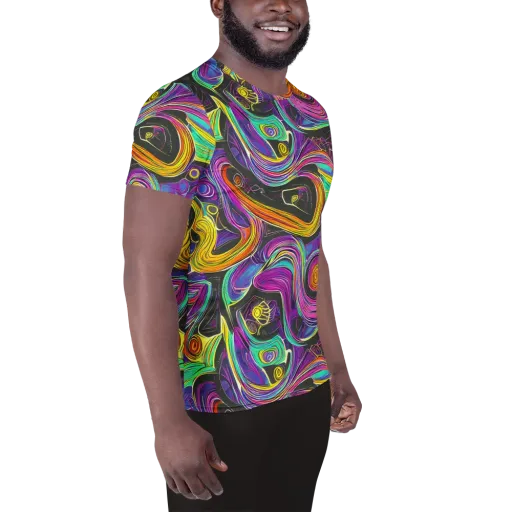 Sonic Spiral on a Men's Athletic T-Shirt