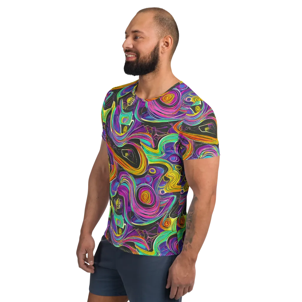 Sonic Spiral on Men's Athletic T-Shirt — Left