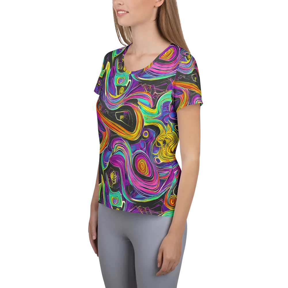 Sonic Spiral on Women's Athletic T-Shirt — Left