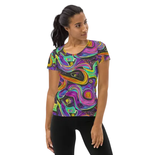 Sonic Spiral on a Women's Athletic T-Shirt