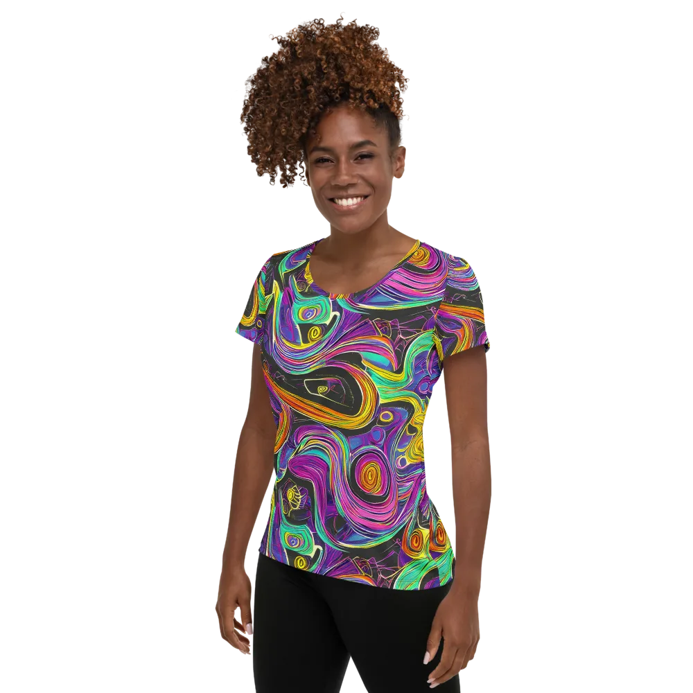 Sonic Spiral on Women's Athletic T-Shirt — Left