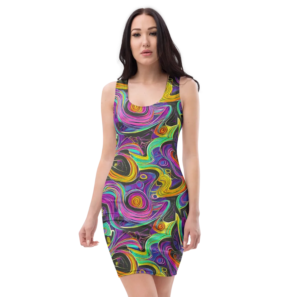 Sonic Spiral on Bodycon Dress — Front