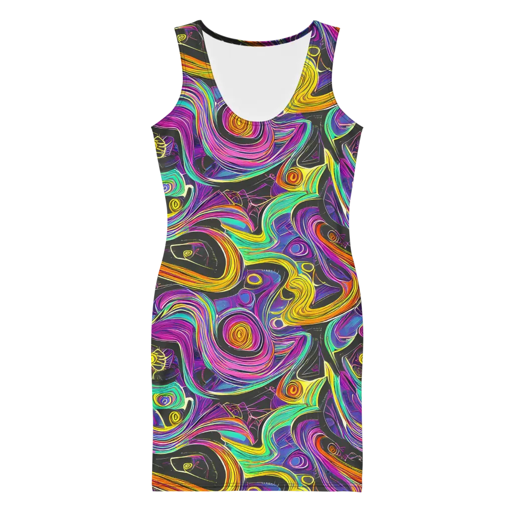Sonic Spiral on Bodycon Dress — Front