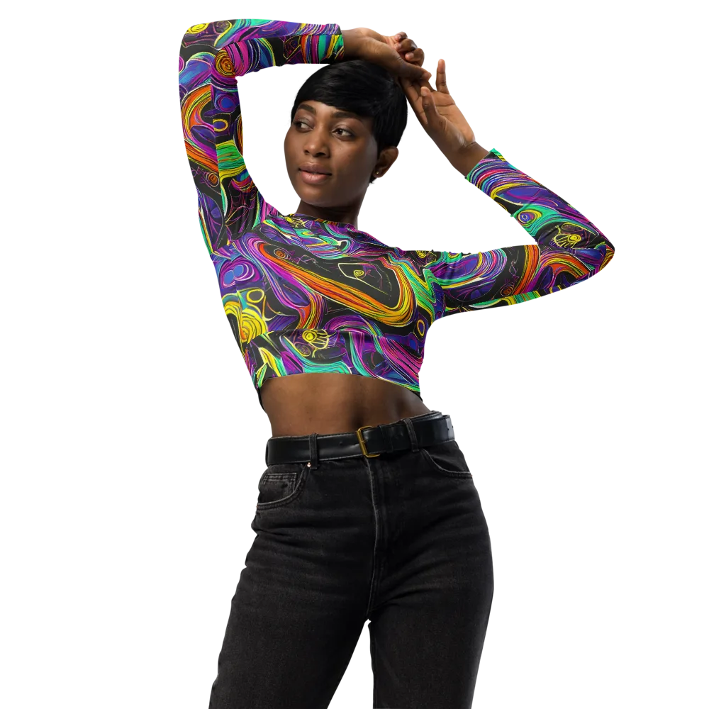 Sonic Spiral on Long Sleeve Crop Top — Front