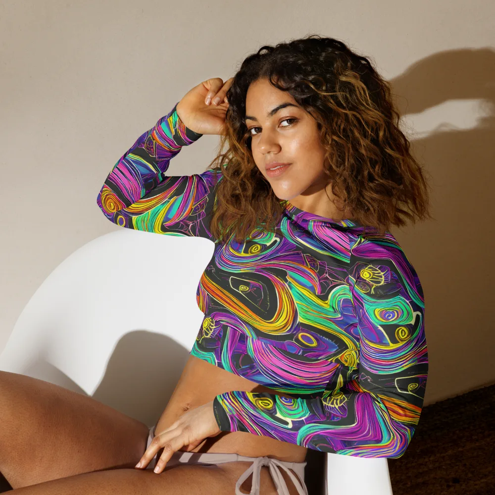 Sonic Spiral on Long Sleeve Crop Top — Left Front