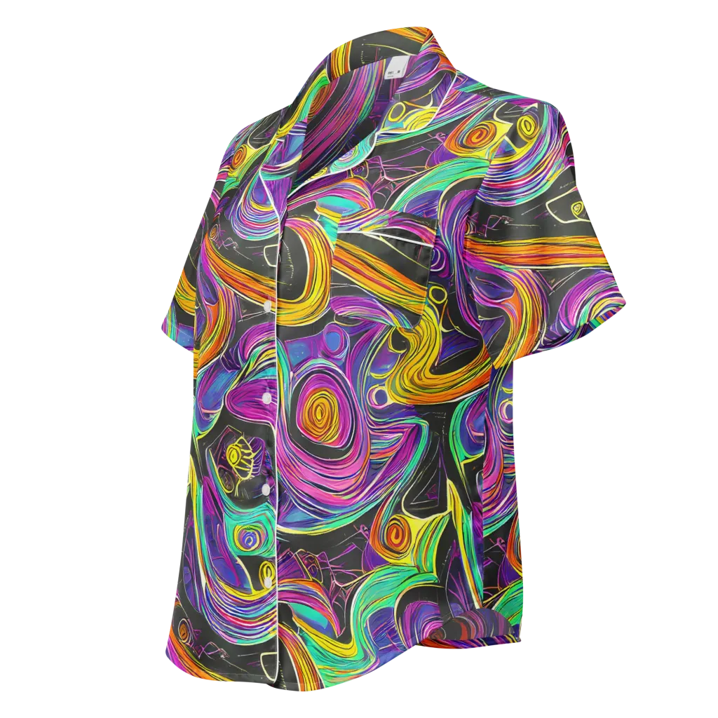 Sonic Spiral on Women's Short Sleeve Pajama Top — Left Front