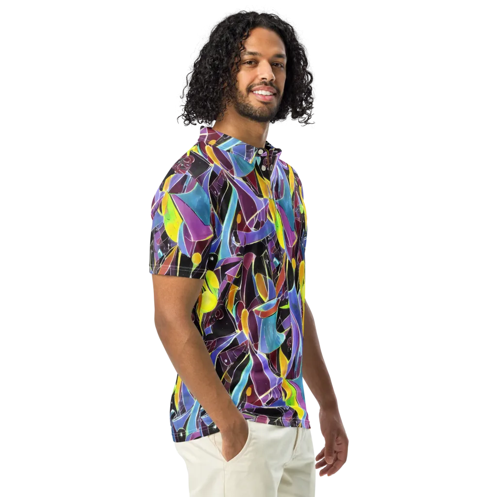 Spectrum Circuit on Men's Slim Fit Polo Shirt — Right Front