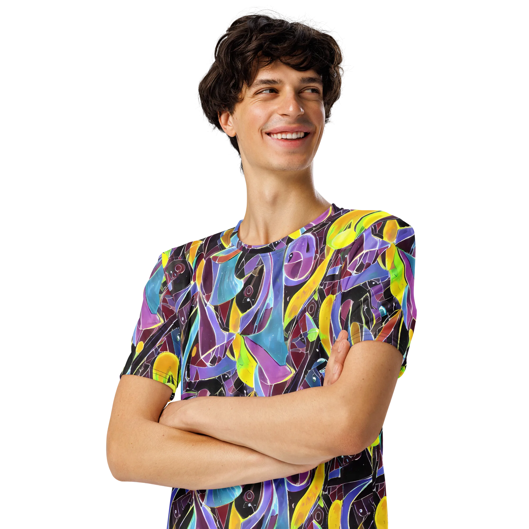 Spectrum Circuit on Men's Crew Neck T-Shirt — Left Front