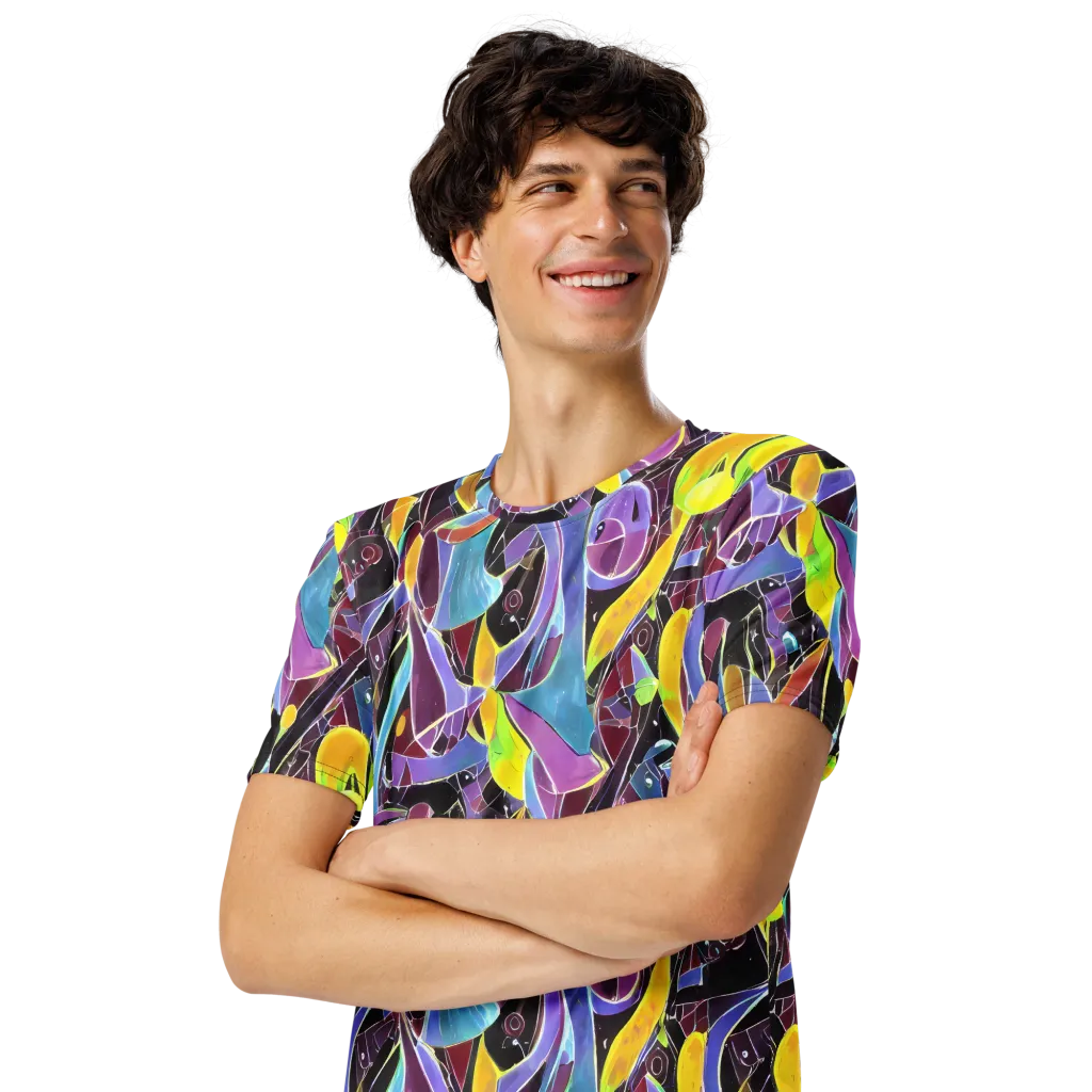 Spectrum Circuit on Men's Crew Neck T-Shirt — Left Front