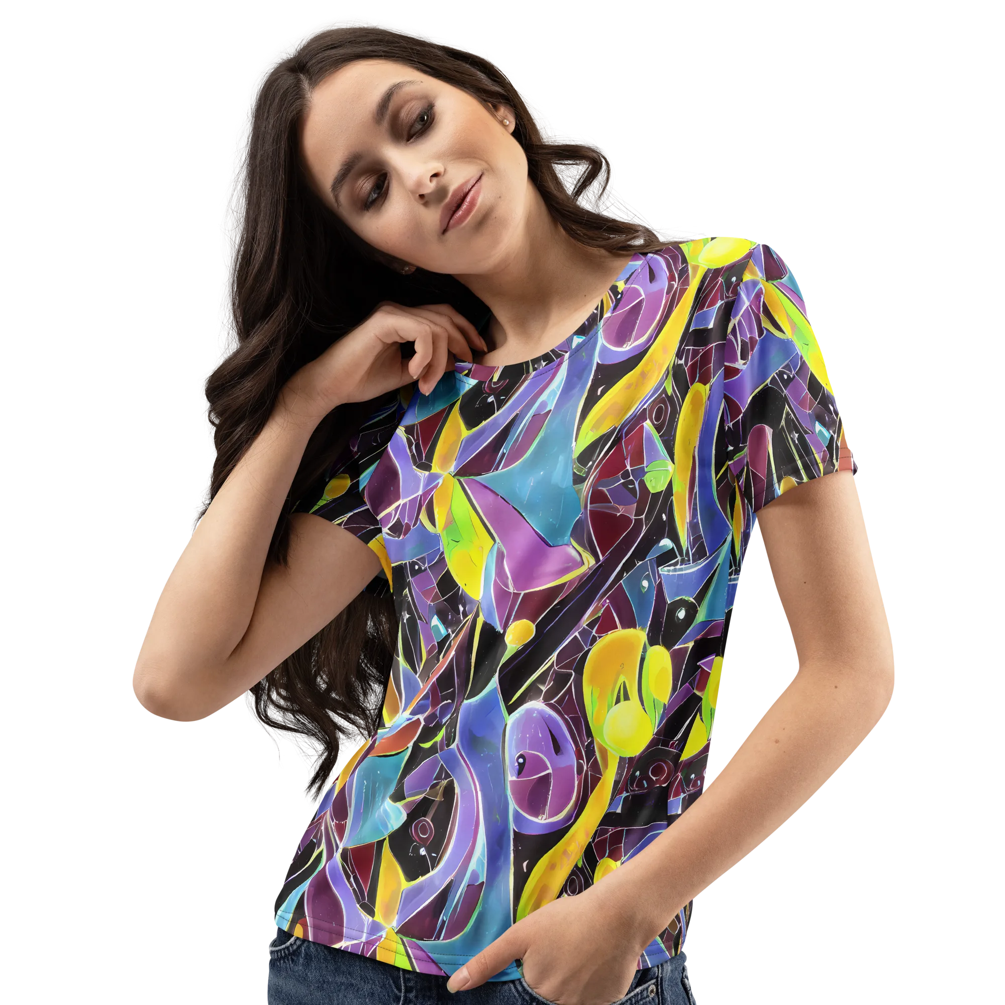 Spectrum Circuit on Women's Crew Neck T-Shirt — Left Front