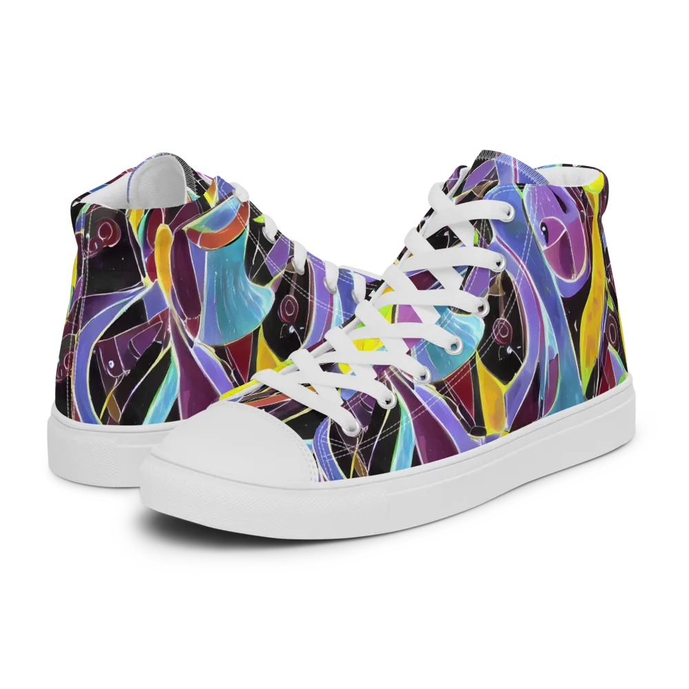 Spectrum Circuit on Women's High Top Canvas Shoes — Left