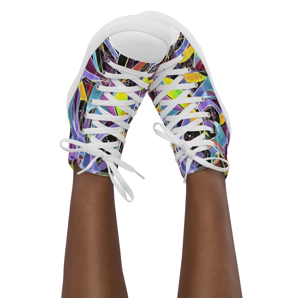 Spectrum Circuit on Women's High Top Canvas Shoes — Front