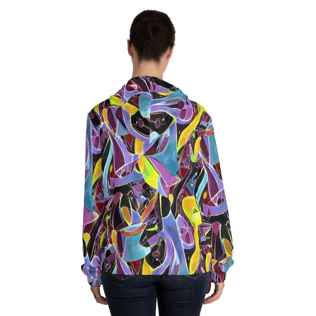 Spectrum Circuit on Women's Full-Zip Hoodie — Back On Person