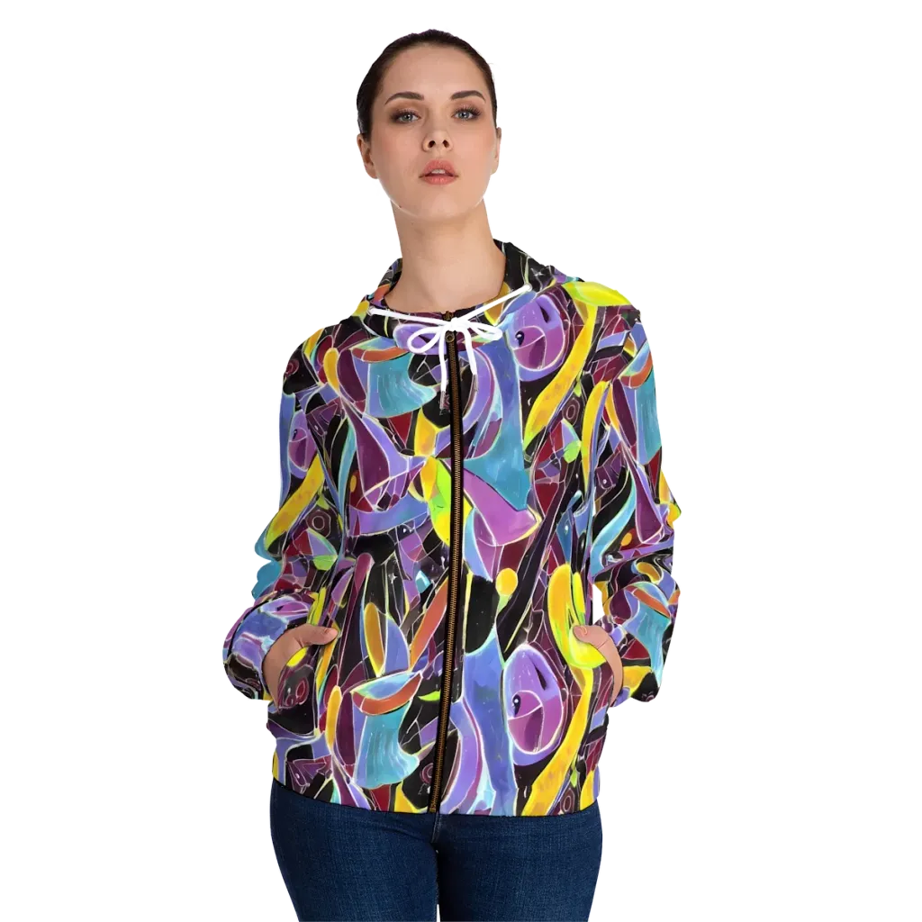 Spectrum Circuit on Women's Full-Zip Hoodie — Front On Person