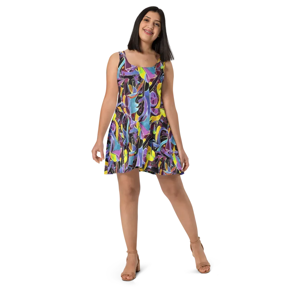 Spectrum Circuit on Skater Dress — Front