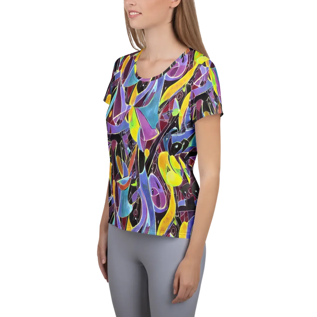 Spectrum Circuit on Women's Athletic T-Shirt — Left