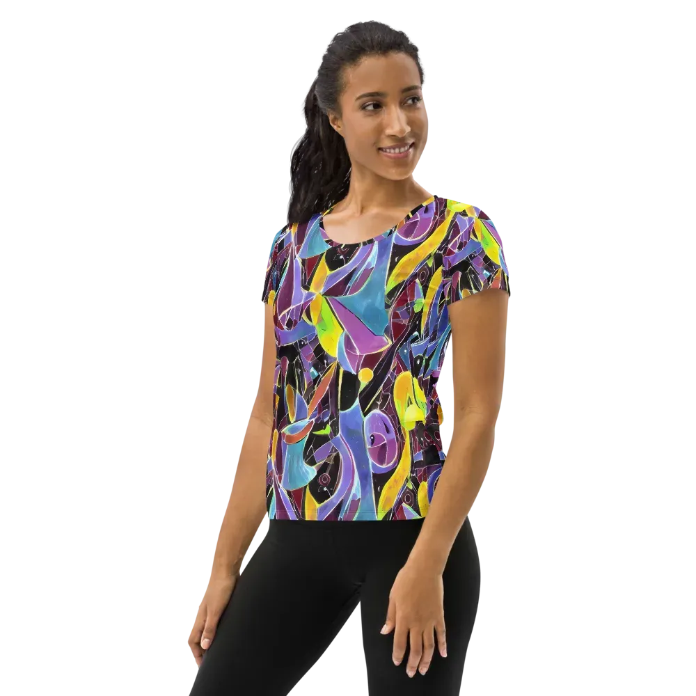 Spectrum Circuit on Women's Athletic T-Shirt — Left