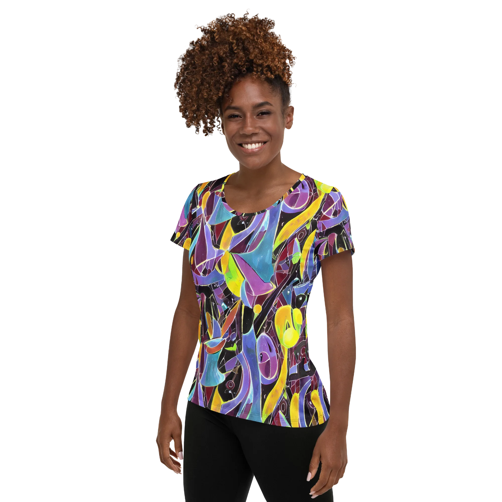 Spectrum Circuit on Women's Athletic T-Shirt — Left