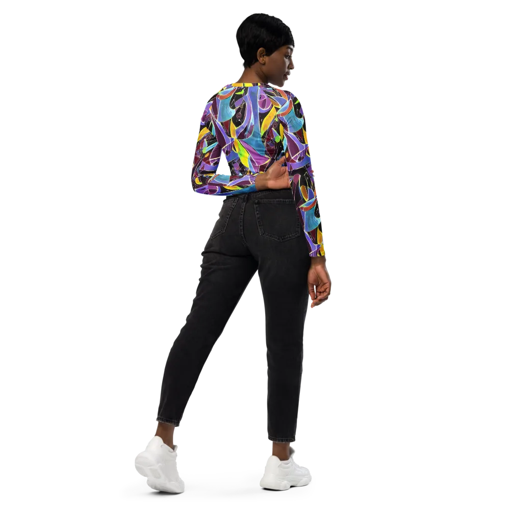 Spectrum Circuit on Long Sleeve Crop Top — Right Back