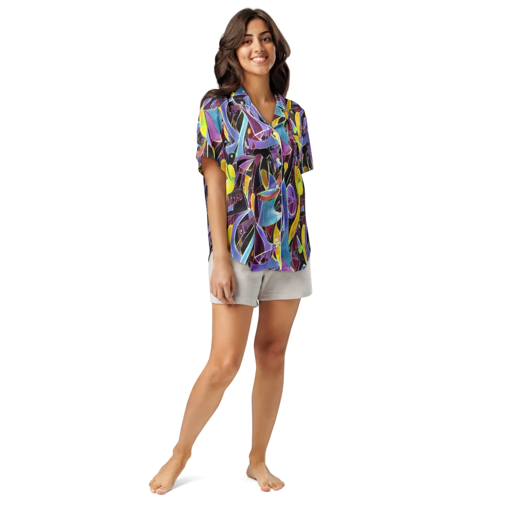 Spectrum Circuit on Women's Short Sleeve Pajama Top — Front