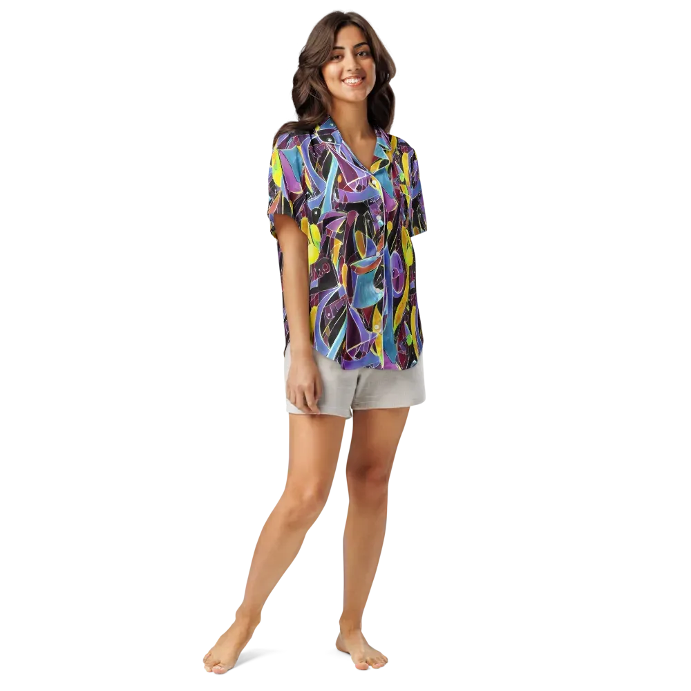 Spectrum Circuit on Women's Short Sleeve Pajama Top — Front
