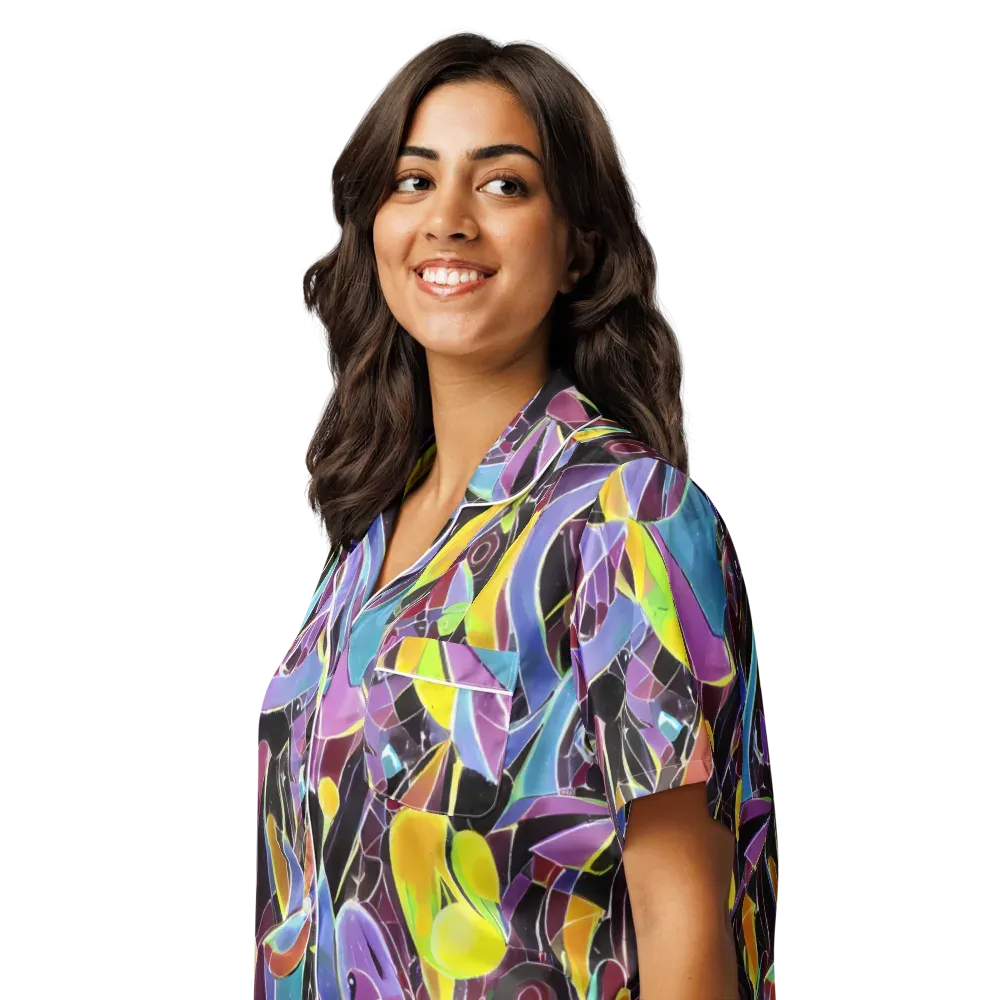 Spectrum Circuit on Women's Short Sleeve Pajama Top — Left Front
