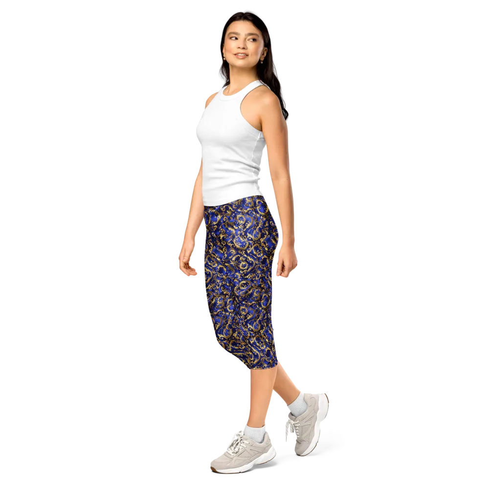 Gilded Arabesque on Capri Leggings — Left Front