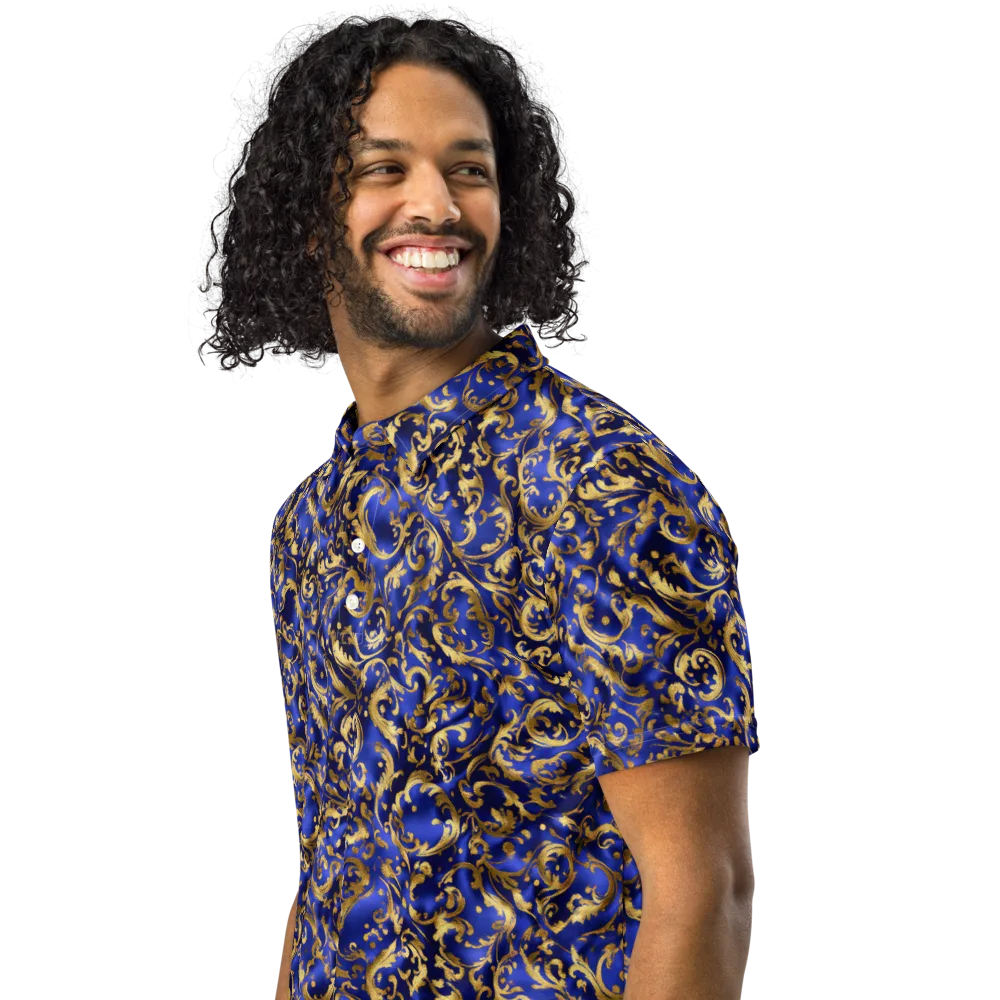 Gilded Arabesque on Men's Slim Fit Polo Shirt — Left Front