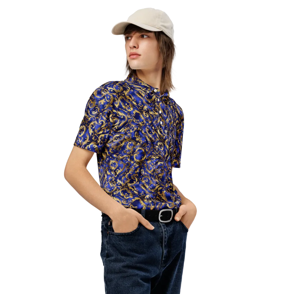 Gilded Arabesque on Men's Slim Fit Polo Shirt — Right Front